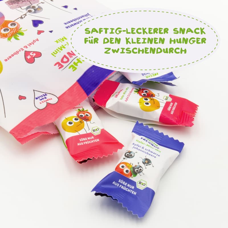 Freche Freunde Bio Hafer-Mini-Mix Apfel & Erdbeere und Apfel & schwarze Johannisbeere