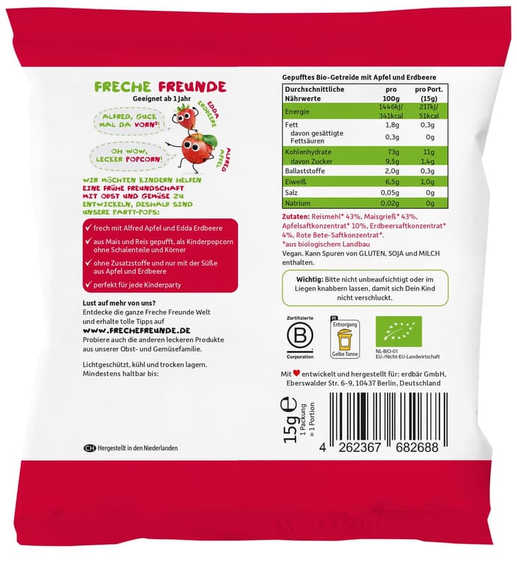 Freche Freunde Organic Party Pops Apple & Strawberry