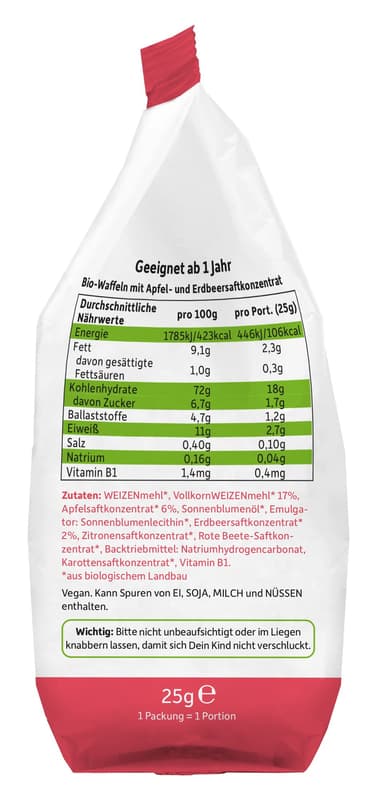 Freche Freunde Bio Waffel-Herzchen Apfel-Erdbeere