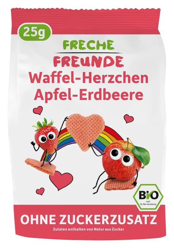 Freche Freunde Bio Waffel-Herzchen Apfel-Erdbeere