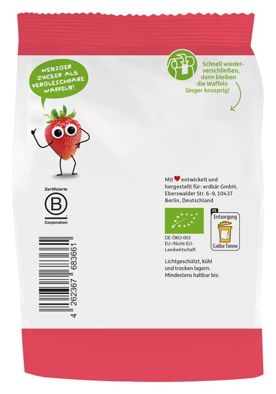 Freche Freunde Bio Waffel-Herzchen Apfel-Erdbeere