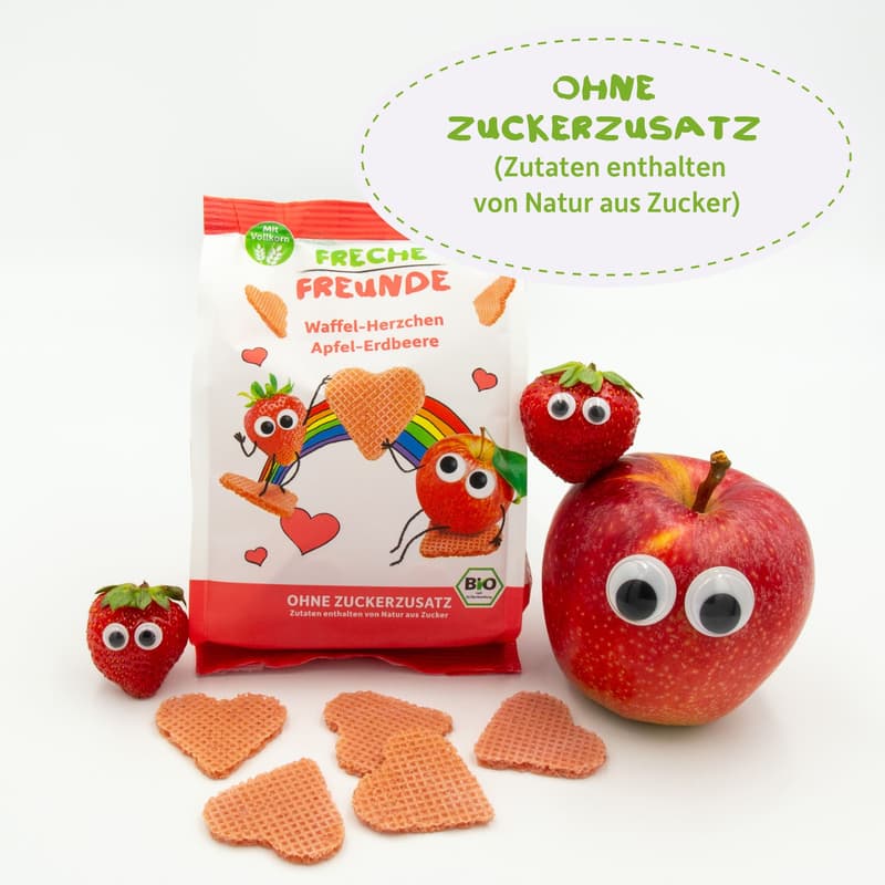 Freche Freunde Bio Waffel-Herzchen Apfel-Erdbeere