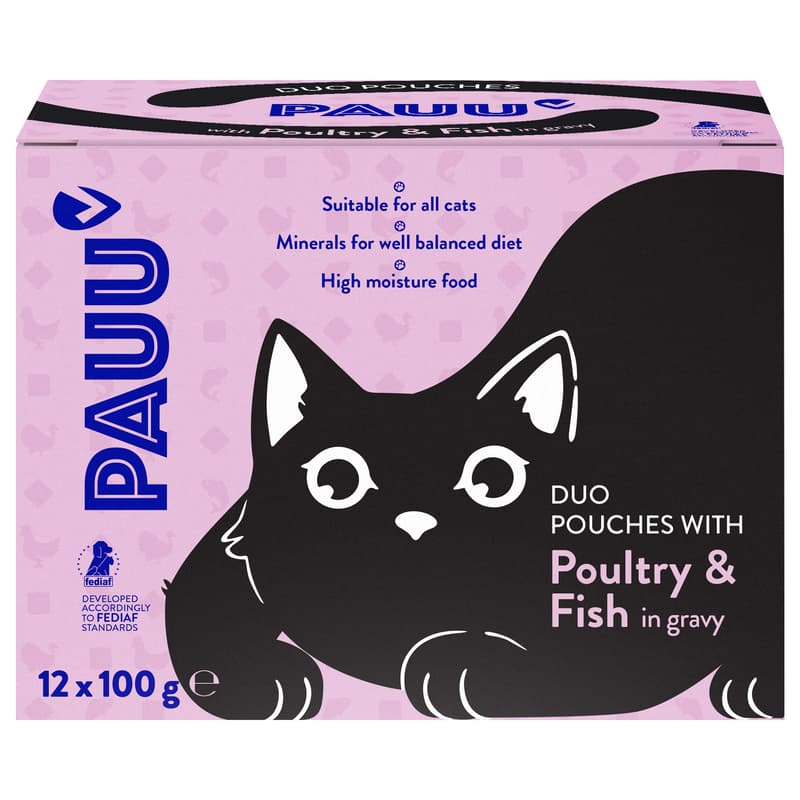 Pauu Katzenfutter mit Geflügel und Fisch in Soße
