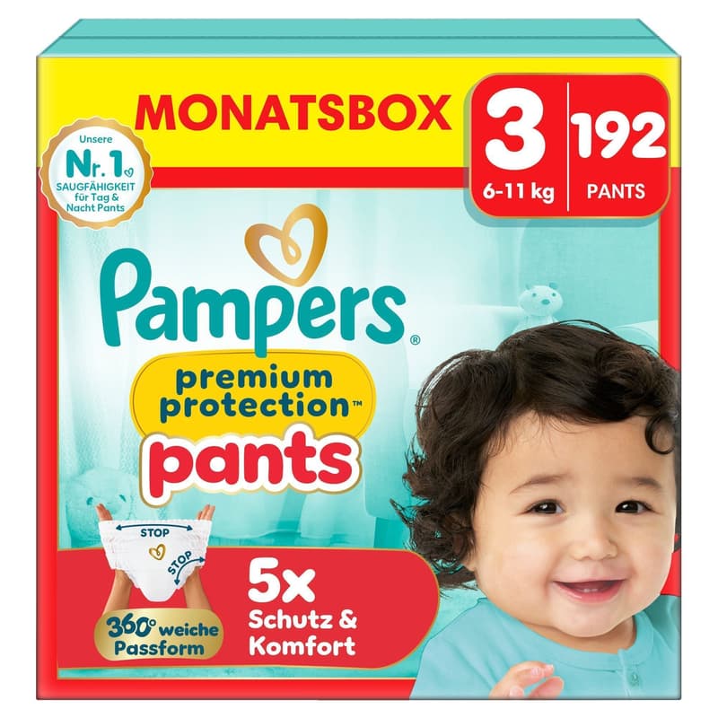Pampers Premium Protection Pants Size 3, Monthly Box, 6-10 kg
