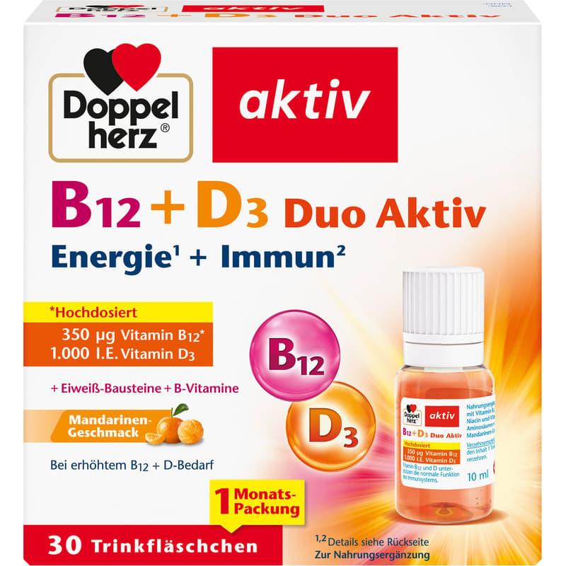 DOPPELHERZ B12+D3 Duo Active drinking ampoules