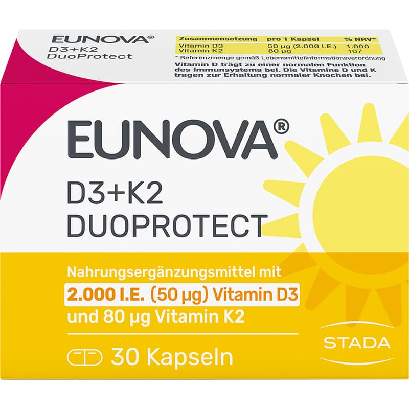 EUNOVA DuoProtect D3+K2 2000 I.E./80 μg Kapseln