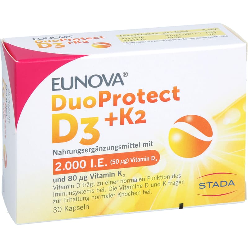 EUNOVA DuoProtect D3+K2 2000 I.E./80 μg Kapseln