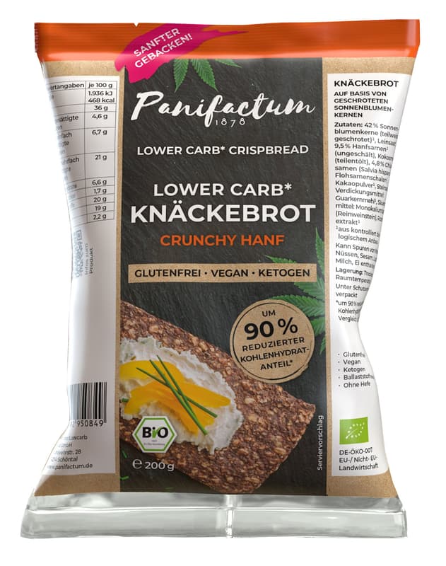 Panifactum ORGANIC LowerCarb Crispbread Crunchy Hemp Gluten-Free
