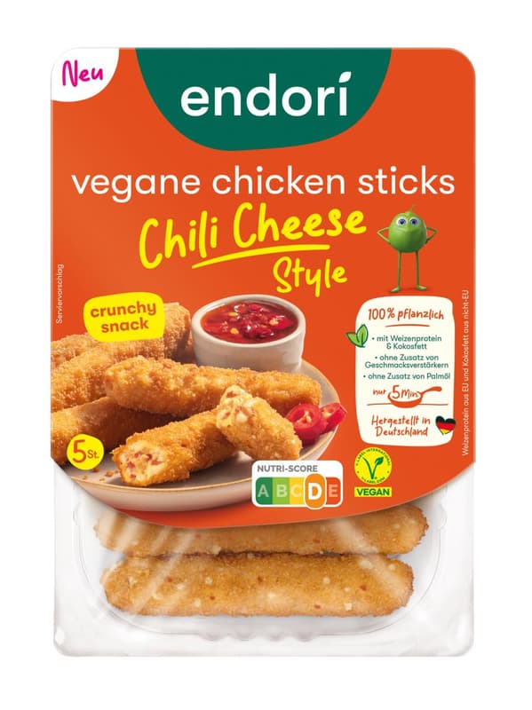 vegane chicken sticks chili cheese style