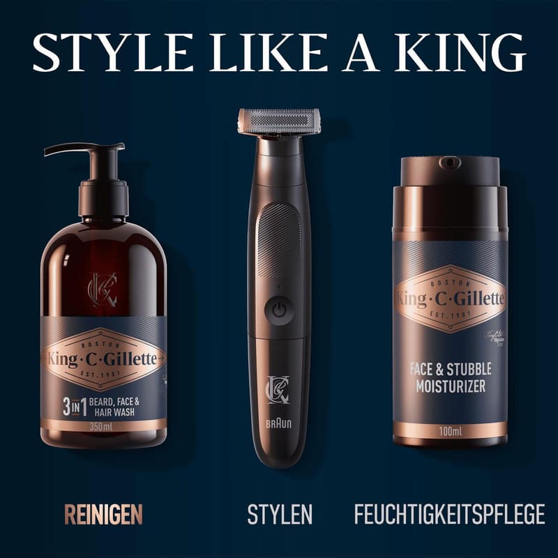King C. Gillette 3-in-1 Bart-, Gesichts- und Haarwaschgel für Männer