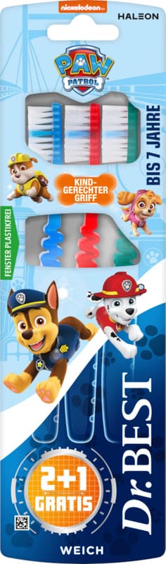 Dr.BEST Zahnbürste Paw Patrol bis 7 Jahre weich 2+1
