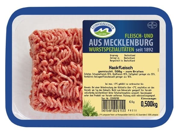 Ludwigsluster Hackfleisch gemischt, gewolft
