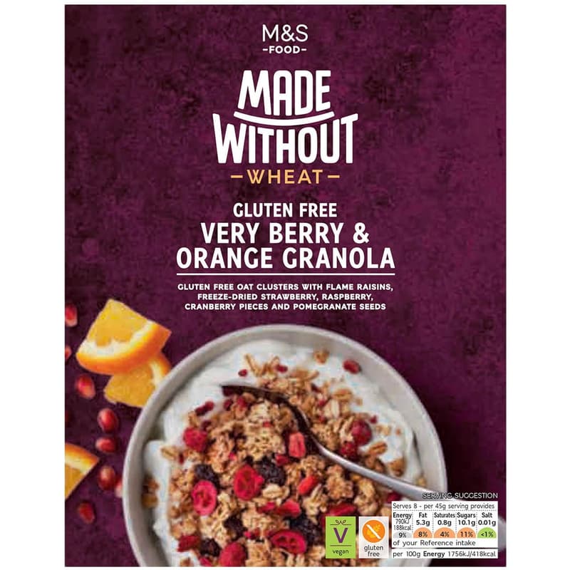 Marks & Spencer Very Berry & Orange Granola gluten free