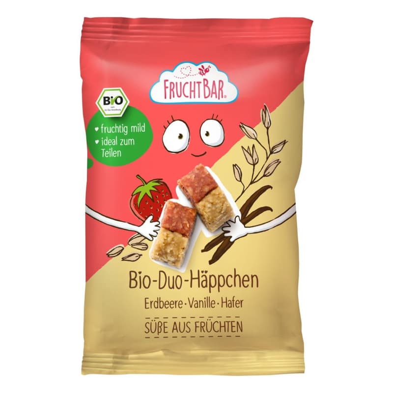 FruchtBar organic duo canapés strawberry, vanilla, oats