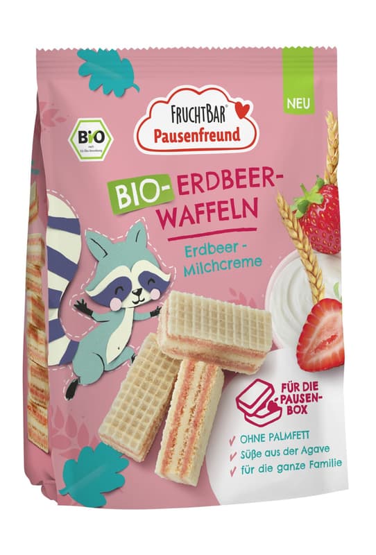 FruchtBar Pausenfreund organic strawberry waffles strawberry, milk cream