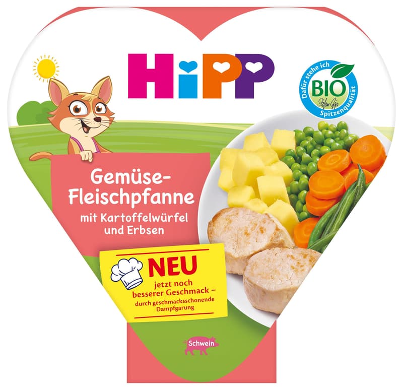 HiPP Bio Menüs Gemüse-Fleischpfanne mit Kartoffelwürfel und Erbsen