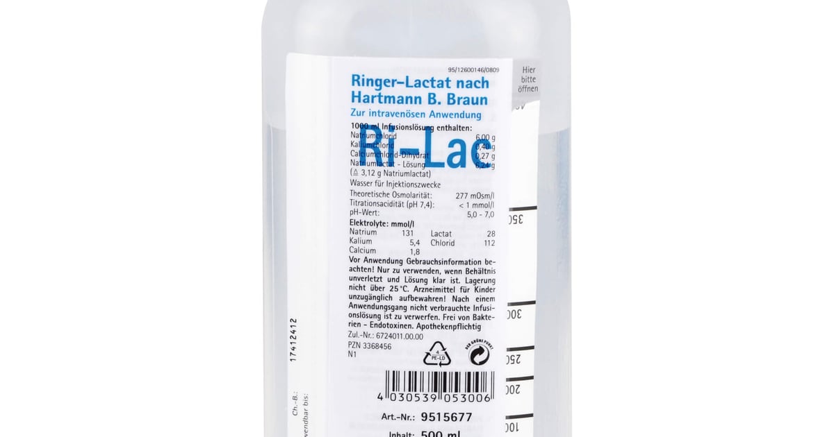 Ringer-Lactat nach Hartmann B. Braun, 500 ml Ecobag, Infusionslösung ...