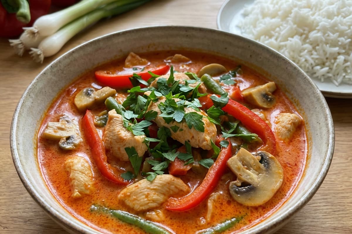 Rotes Thai-Curry mit Hähnchenfilet