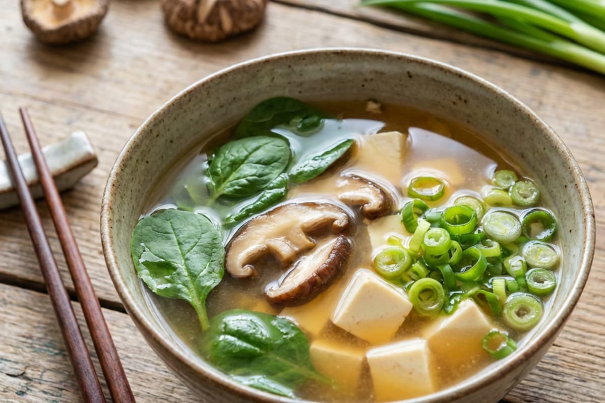 Miso Soup with Shiitake Mushrooms and Tofu