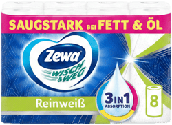 Zewa Wisch & Weg Küchentücher Reinweiß 8x45 Blatt