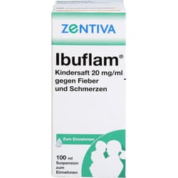 IBUFLAM children's syrup 20mg/ml for fever and pain.