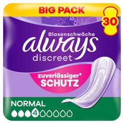 Always Discreet Incontinence Pads For Women Normal 30 pieces