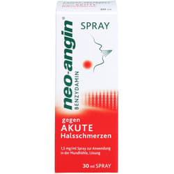 NEO-ANGIN Benzydamine spray for acute sore throats.