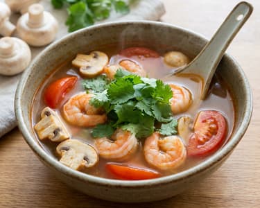 Klassische Tom Yum Suppe mit Garnelen