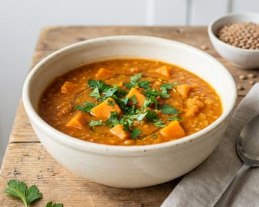 Rote Linsensuppe mit Süßkartoffeln