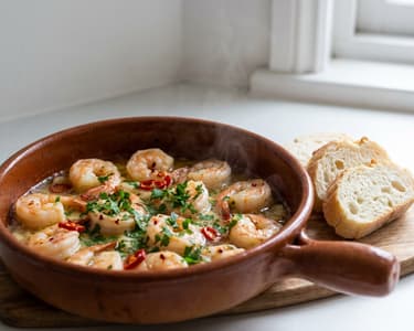 Knoblauchgarnelen mit Chili und Weißwein