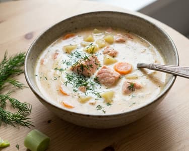 Finnische Lachssuppe (Lohikeitto)