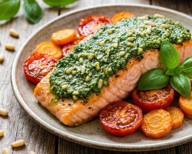 Lachs mit Gemüse vom Blech