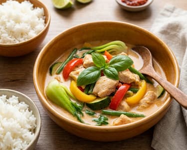 Rotes Thai-Curry mit Hähnchen und Gemüse