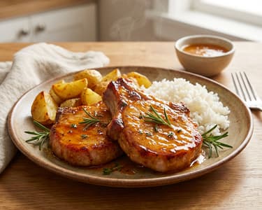 Schweinekoteletts süß-sauer mit Orange und Honig