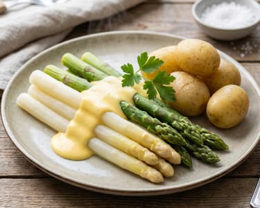 Spargel mit Sauce Hollandaise & Kartoffeln