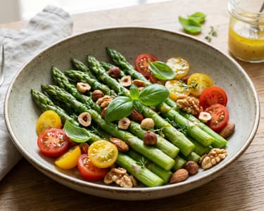 Spargelsalat mit Tomaten und Nüssen