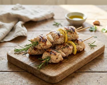 Gegrillte Hähnchenbrust-Spieße mit Rosmarin