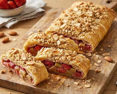 Blätterteigstrudel mit Rhabarber und Erdbeeren | Fruchtig & Knusprig