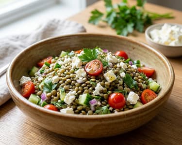 Linsensalat mit Feta | Mediterran & Gesund
