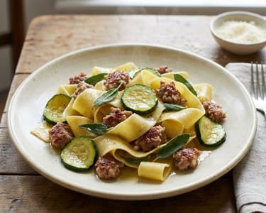 Pappardelle mit Salsiccia, Zucchini und Salbei | Schnelle Pasta