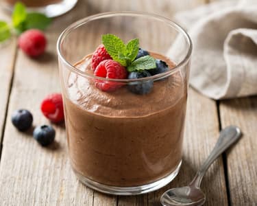 Fluffy Chocolate Mousse with Fresh Forest Berries