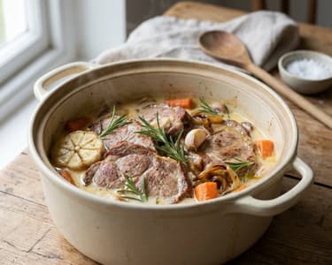 In Milch gebackener Schweinenacken mit Rosmarin