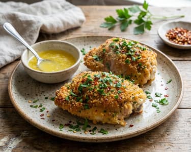 Hähnchen in aromatischer Panade mit Zitronensauce