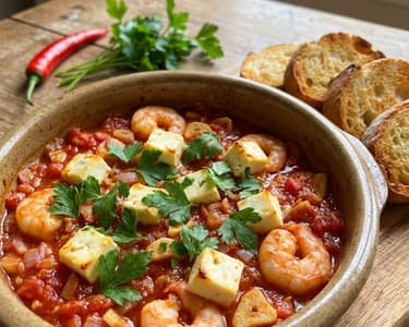 Garnelen mit Tomaten und Feta