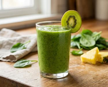Green Smoothie with Mango, Pineapple and Kiwi