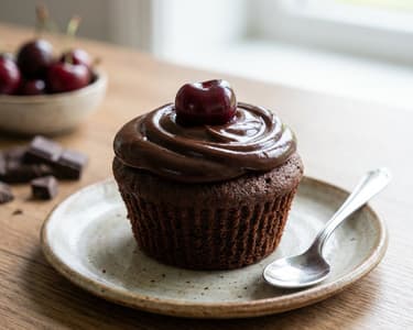 Chocolate Cupcakes with Sour Cherries