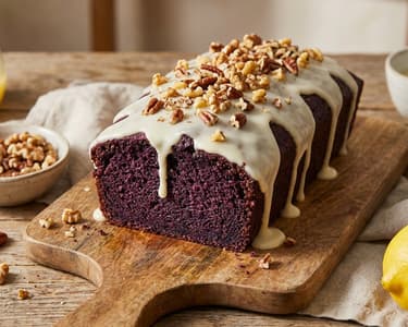 Purple Carrot Cake with Lemon Glaze