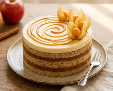 Apfelkuchen mit Quarkcreme und Karamell