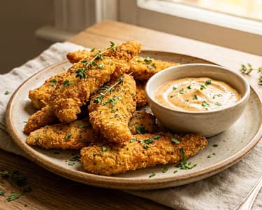 Glutenfreie Kräuter-Schnitzel mit Orangen-Dip