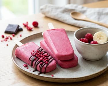Himbeer-Quark-Eis am Stiel | Gesunder Sommersnack